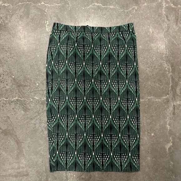 Chloe Stora Green Straight Pencil Skirt Patterned sz FR 38 US 6 - Picture 1 of 5
